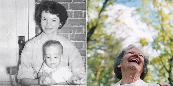Left: Baker at the age of 1, with his mother at home in Tenafly, New Jersey. Right: Claire Baker, thirteen years after her Huntington’s disease manifested itself. (Photo: Courtesy of Kevin Baker; Michal Chelbin for New York Magazine) 